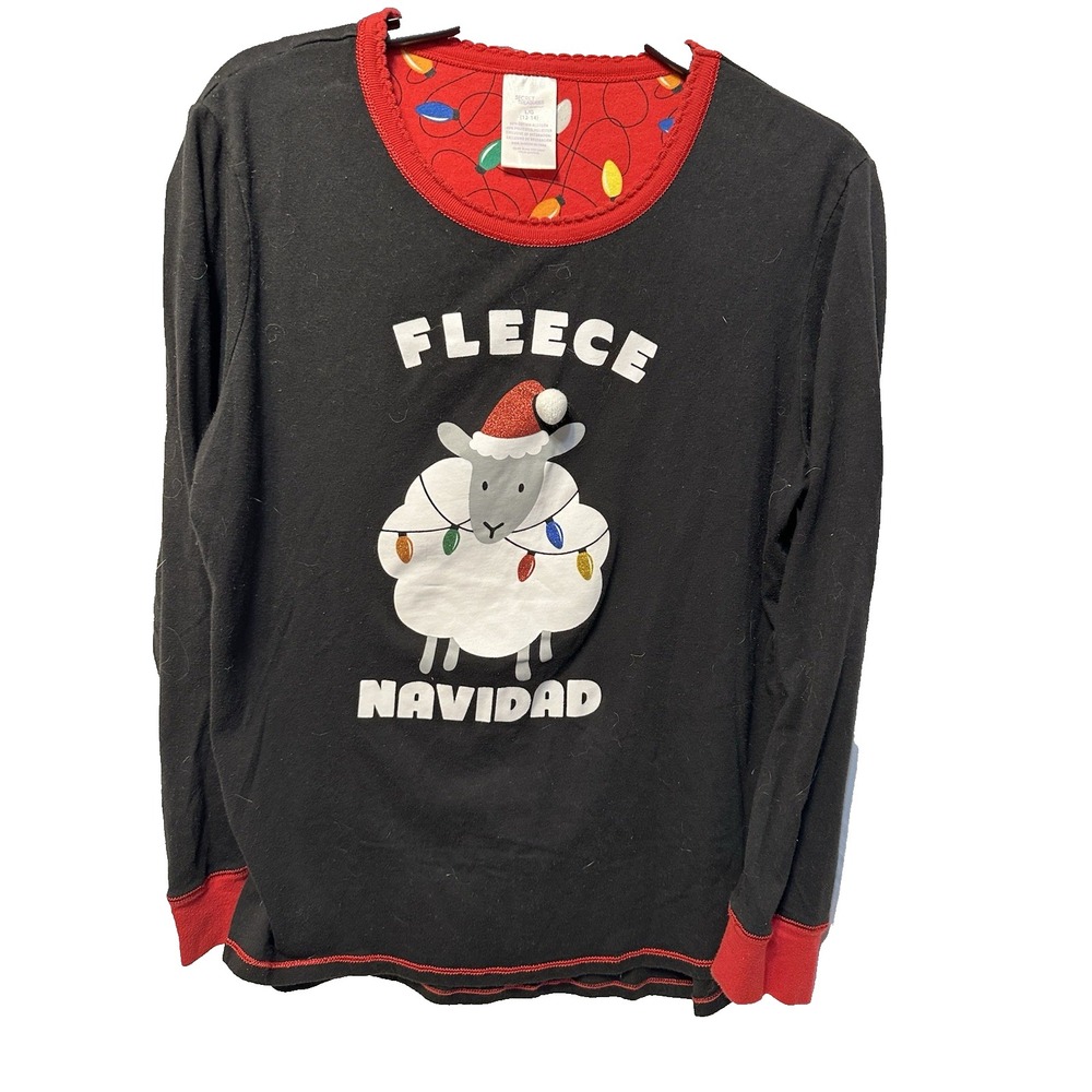 SECRET TREASURES Teens/Women's Christmas Fleece Navidad Top Size L(12/14)